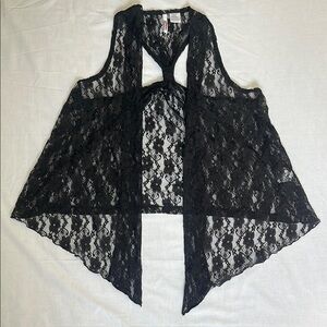 BONGO Vintage Black Floral Lace Vest